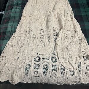 POL Cream Crochet High-Low Skirt
